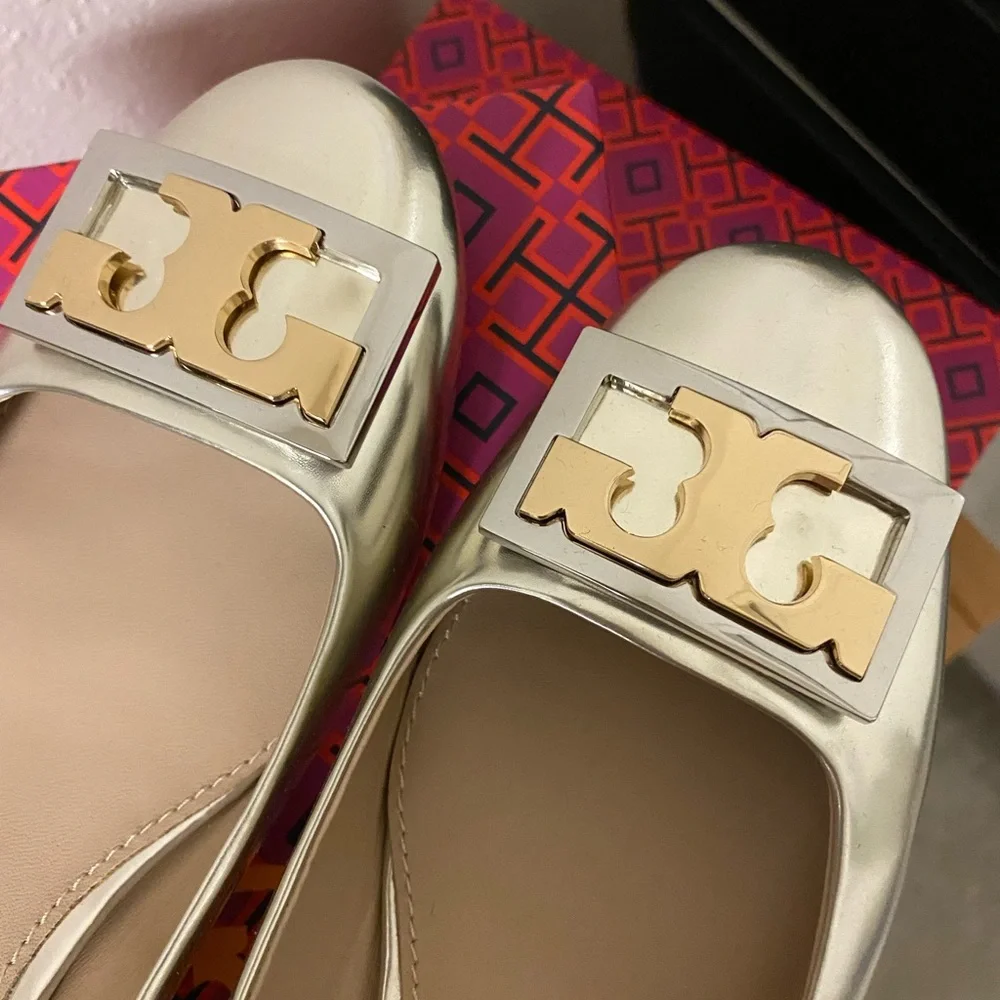 Tory Burch gigi pump spark gold size6 - Picture 2 of 6